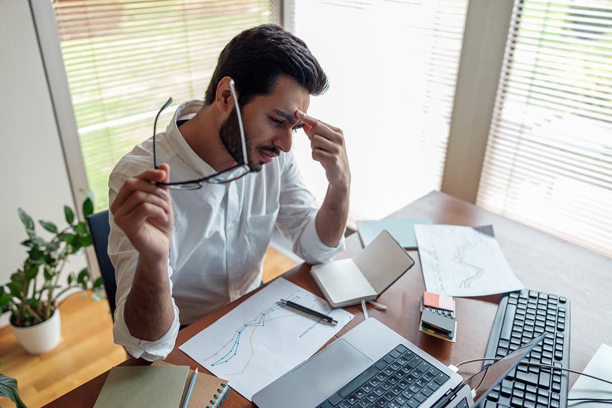 A young professional depressed and deep in stress